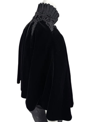 Ralph Lauren Black Velvet & Silk-Trim Cape – Size XS/S- NWT