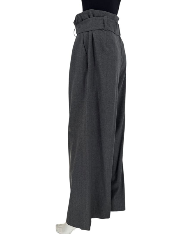 Armani Collezioni Gray High-Waisted Belted Wide-Leg Trousers – Size 10