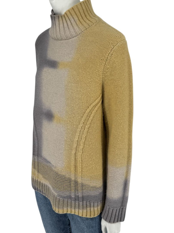 Lafayette 148 New York Wool-Cashmere Ombre Mock Neck Sweater – Size L