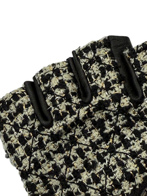 Chanel Black Tweed & Lambskin Fingerless Gloves – Size 7½