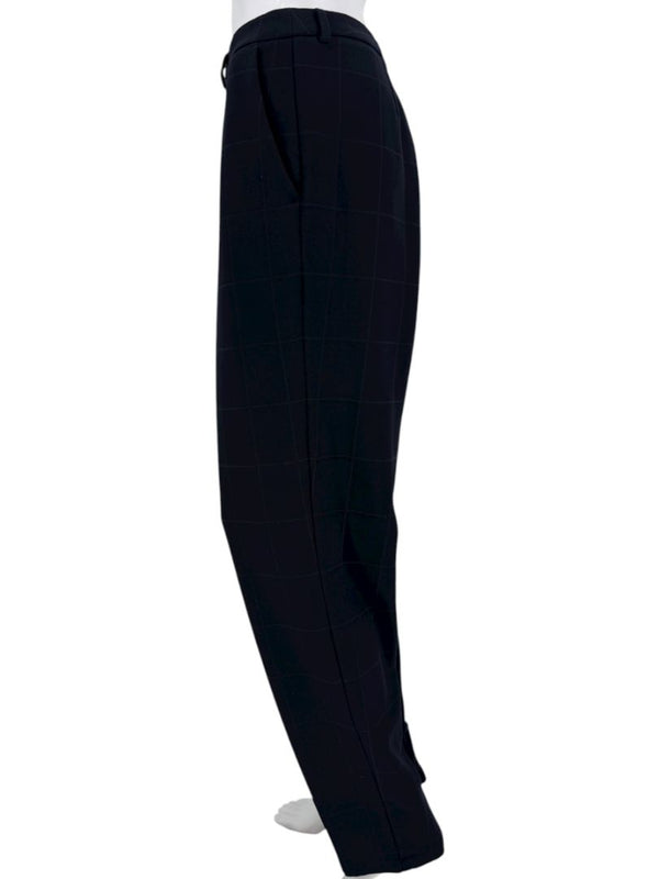 Armani Collezioni Navy Windowpane Check Trousers – Size 48