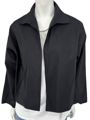 Zoran Black 100% Silk Cropped Jacket – Size Large