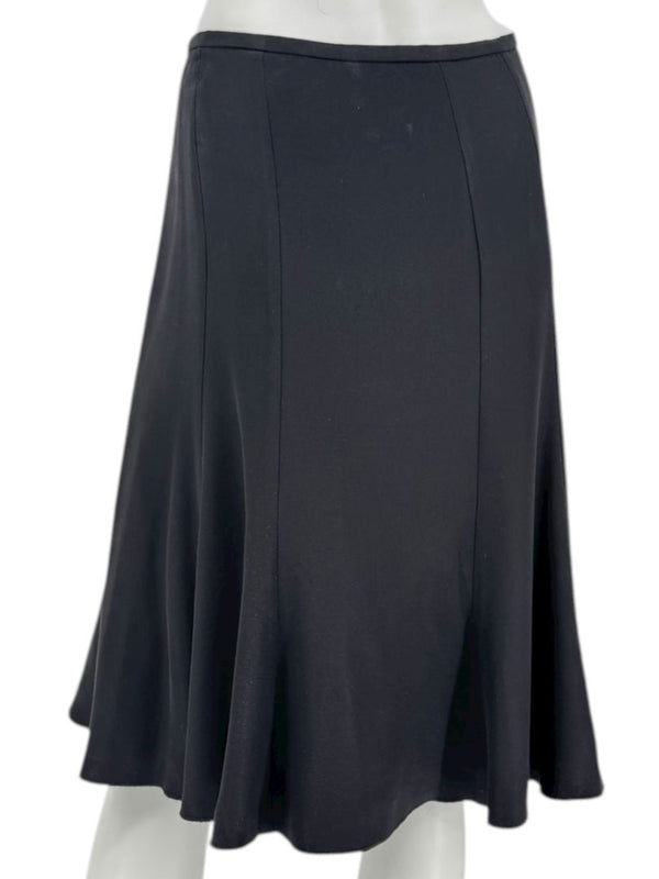 Armani Collezioni Black Acetate–Silk Flounce-Hem Skirt – Size 12 (IT 48)