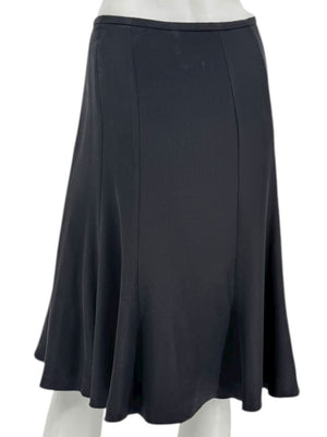 Armani Collezioni Black Acetate–Silk Flared Midi Skirt – Size 12 (IT 48)