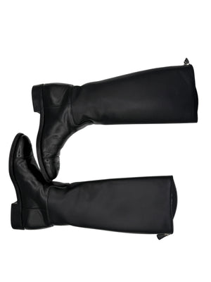 Chanel CC Captoe Black Leather Riding Boots – Size 36.5