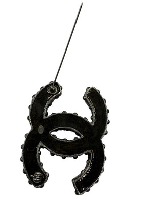 Chanel Gunmetal Rope & Studded CC Brooch – Fall 2011 Stamped