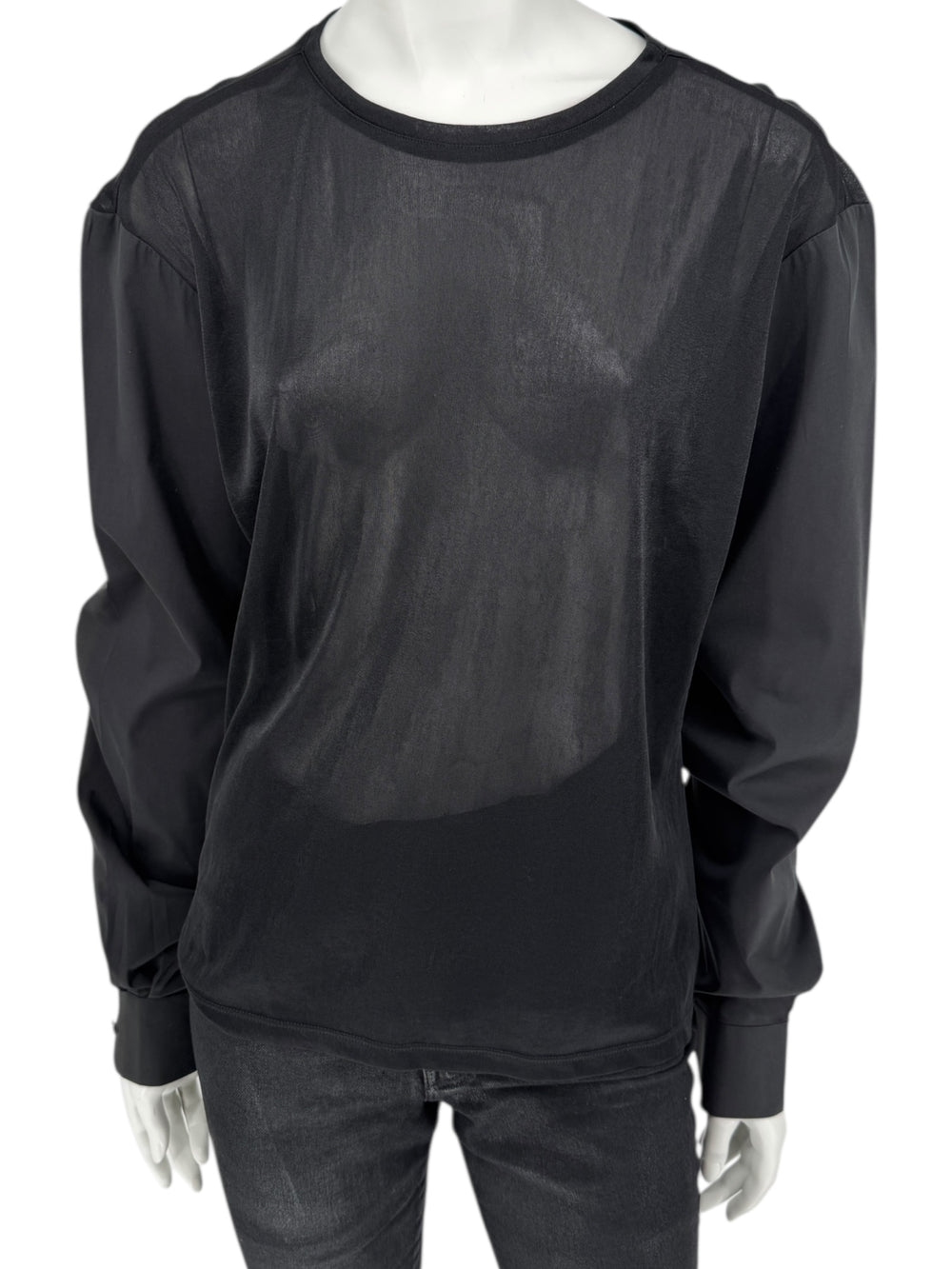 Prada Men’s Black Sheer Mesh Long-Sleeve Shirt – Size 40