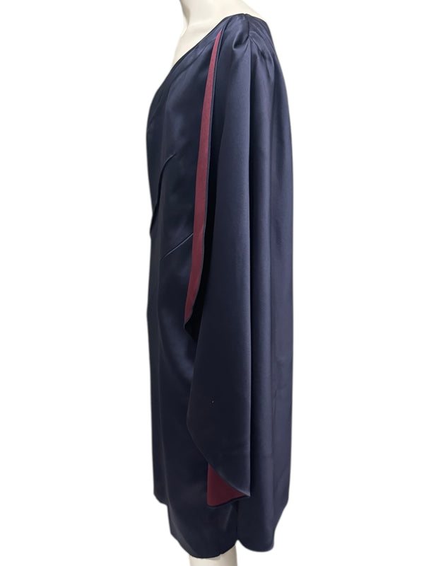 Pamella Roland Navy One-Shoulder Draped Cocktail Dress – Fits Like L