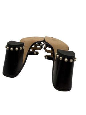 Jimmy Choo Hazal Faux Pearl Embellished Leather Sandals - Size 37