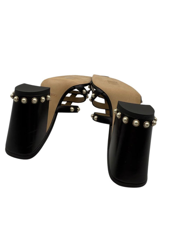 Jimmy Choo Hazal Faux Pearl Embellished Leather Sandals - Size 37