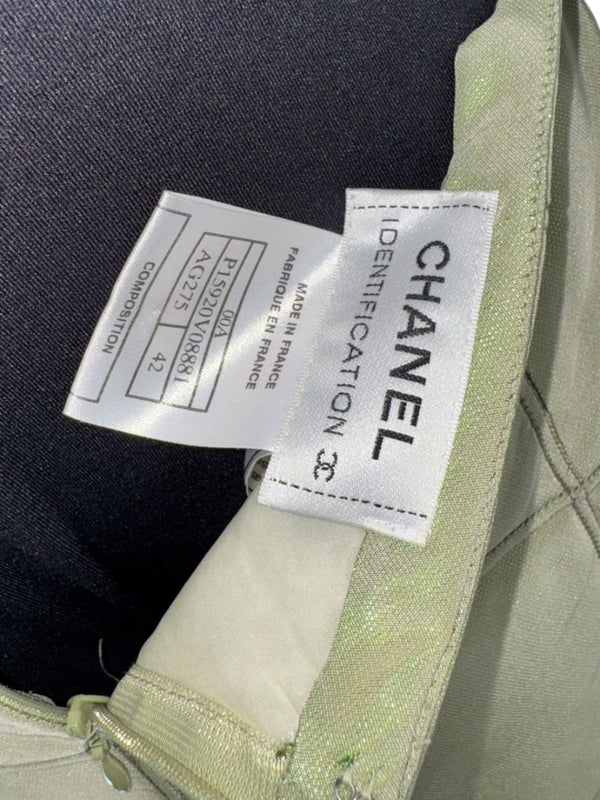 Chanel Identification 00's Quilted Pistachio Green Skirt - Size 42