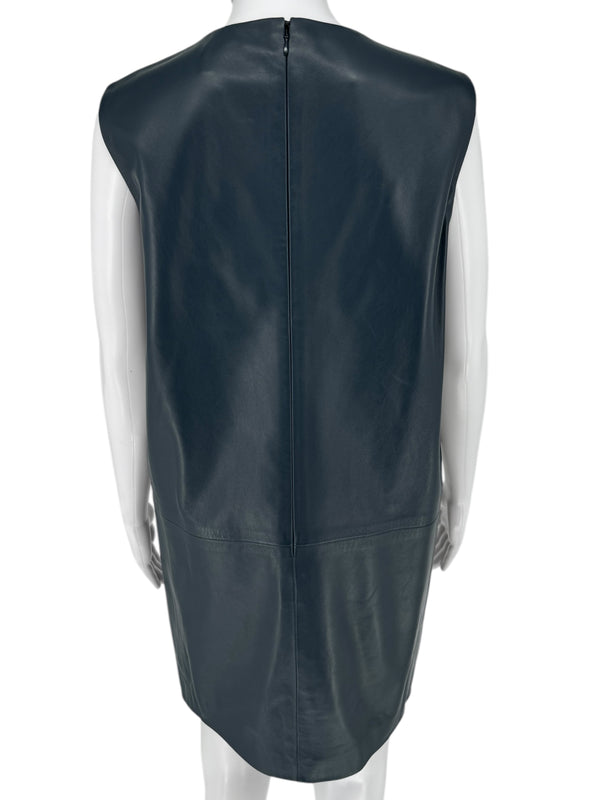 Lanvin Blue Leather Mini Dress - Size 38