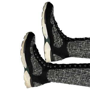 Chanel Tweed & Suede Lace-Up Knee-High Sneakers – Size 40 (EU)