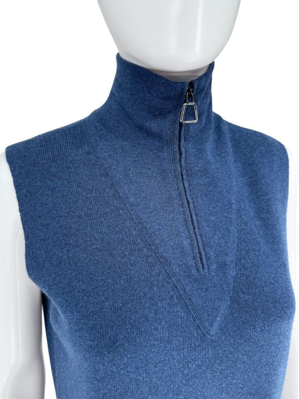 Akris Cashmere Knit Zip Dress in Navy – Size US 10 / FR 42