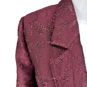 Pamella Roland -Wine Brocade Metallic Floral Dress & Coat Set - Size 8/10