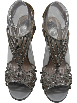 René Caovilla Silver Crystal-Embellished Sandals – Size 39 - BNIB