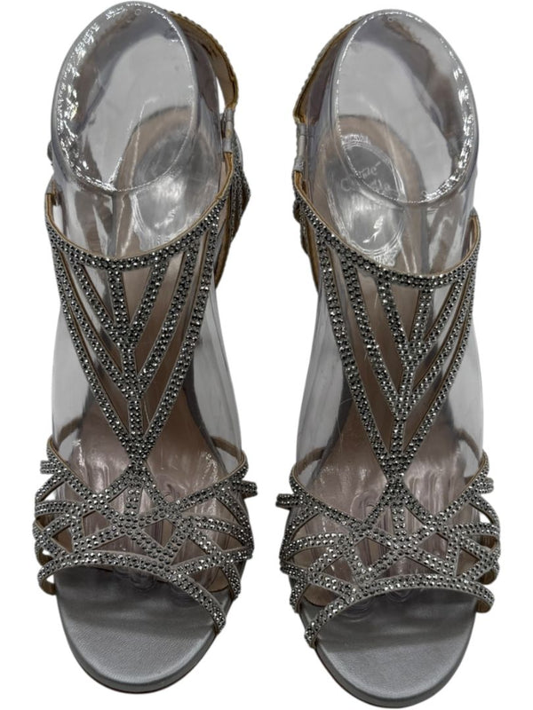 René Caovilla Silver Crystal-Embellished Sandals – Size 39 - BNIB