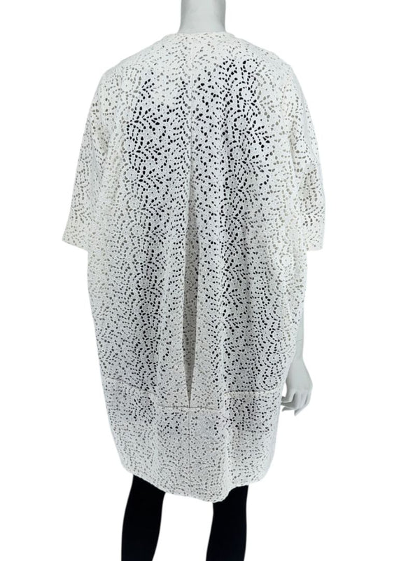 Maria Cornejo White Cotton Eyelet Cocoon Coat – Size 6