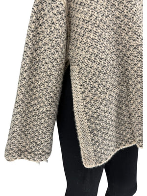 Loro Piana Taupe & Black Textured Cashmere Hooded Sweater - Size S