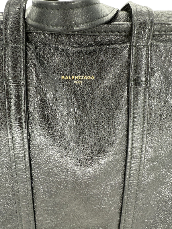 Balenciaga Black Arena Leather Bazar Shopper Tote Bag - XL