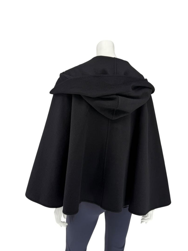 Giorgio Armani Black Wool-Cashmere Hooded Cape – Size IT 46 / US 10