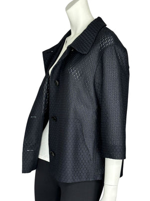 Akris Punto Navy Laser-Cut Jacket – Size US 6