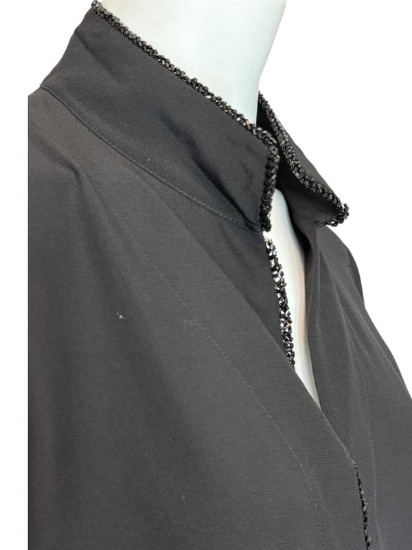 Akris Black Silk Blouse with Beaded Trim – Size US 10