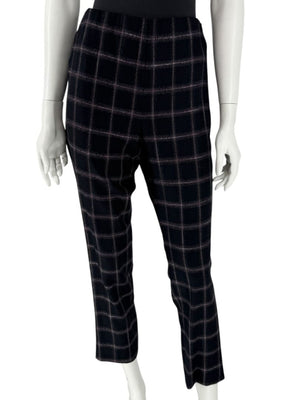 Pamella Roland Black & Gray Windowpane Plaid Pantsuit – Large