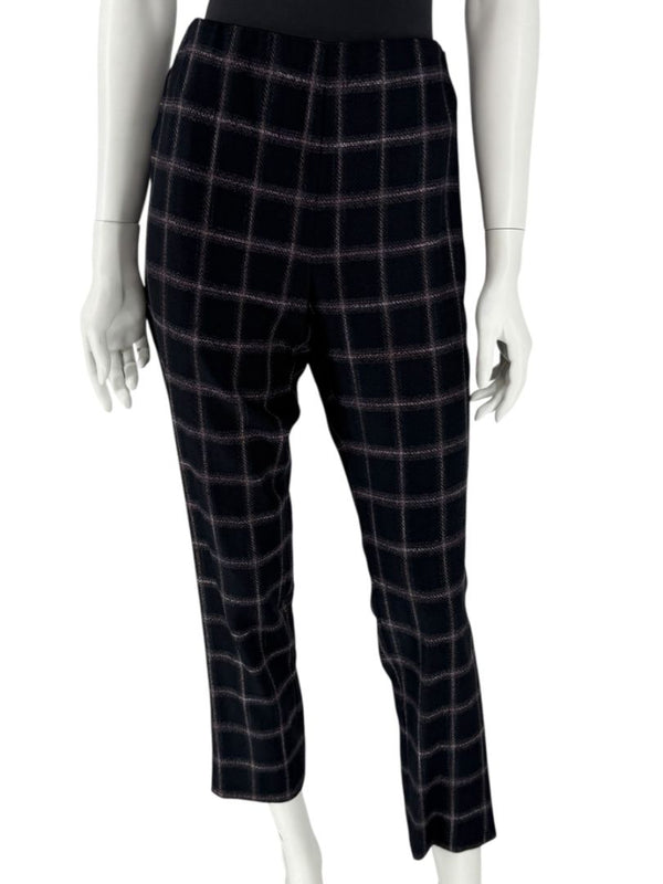 Pamella Roland Black & Gray Windowpane Plaid Pantsuit – Large