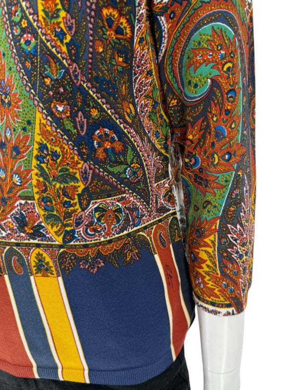 Etro Milano Multicolor Paisley Silk Knit Top – Size 46 (IT)