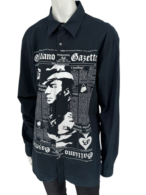 John Galliano Gazette Oversized Graphic Cotton Shirt – Size 54 (Men's)
