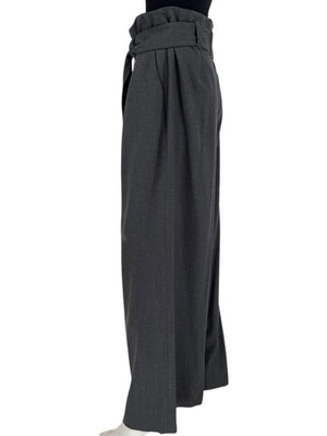 Armani Collezioni Gray High-Waisted Belted Wide-Leg Trousers – Size 10
