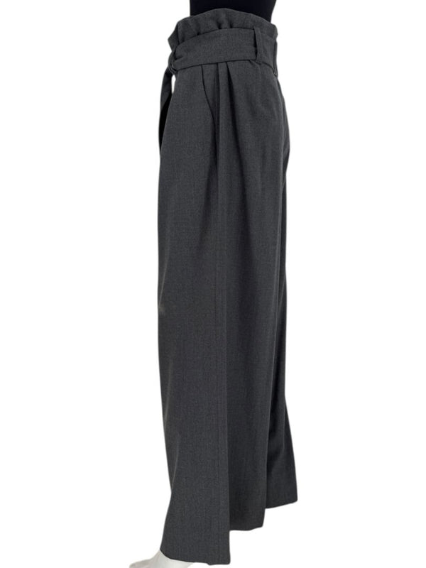 Armani Collezioni Gray High-Waisted Belted Wide-Leg Trousers – Size 10
