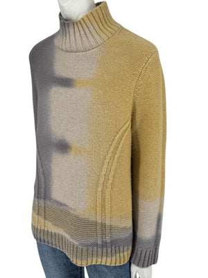 Lafayette 148 New York Wool-Cashmere Ombre Mock Neck Sweater – Size L