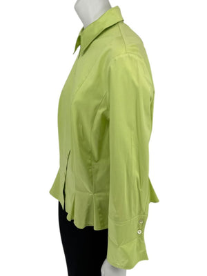 Escada Lime Green Cotton Blend Tailored Blouse – Size 42
