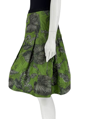 Oscar de la Renta Green Floral Silk Skirt – Fall 2008 - Size 16
