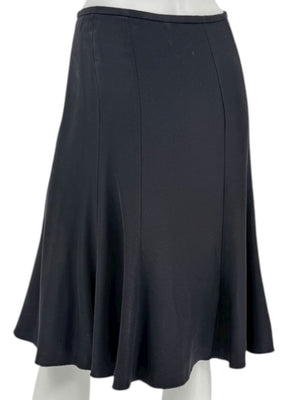 Armani Collezioni Black Acetate–Silk Flared Midi Skirt – Size 12 (IT 48)