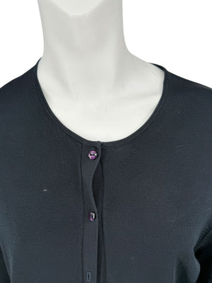 Oscar Navy Rayon-Nylon Knit Cardigan – Size L