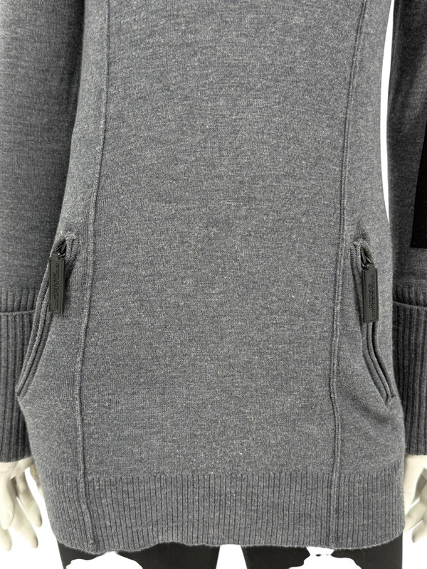 Burberry Sport Grey Wool Zip-Detail Turtleneck Sweater – Size: XS