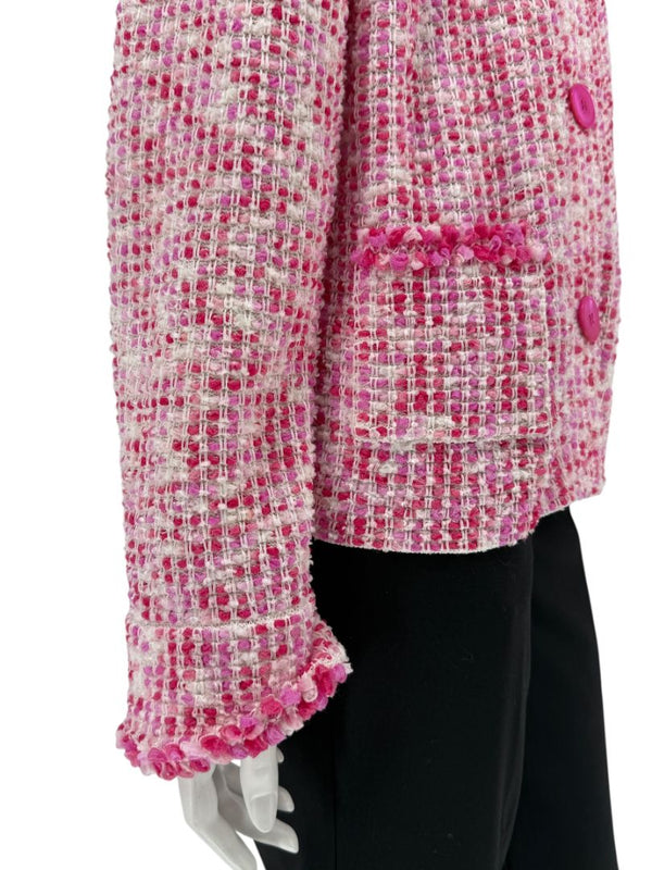 Escada Pink & Ivory Textured Button-Front Jacket – Size 46