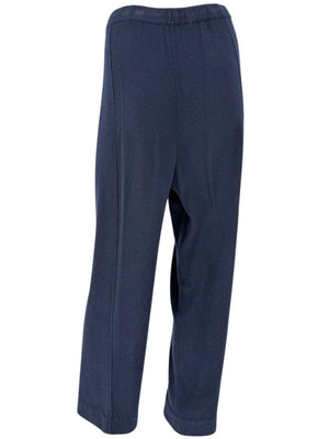 Escada Navy Cashmere Button-Front Lounge Sweater & Pant Set – Size: XL