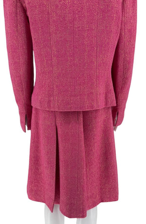 Chanel Pink and Gold Lurex Skirt Suit, Cruise 2001 - Size 44