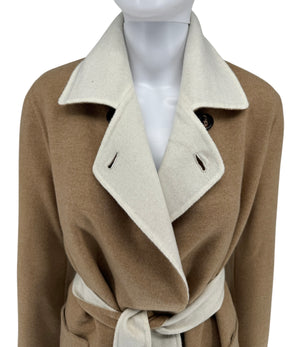 Kiton Brown & Ivory Reversible Cashemere Coat - NWT - Size 10