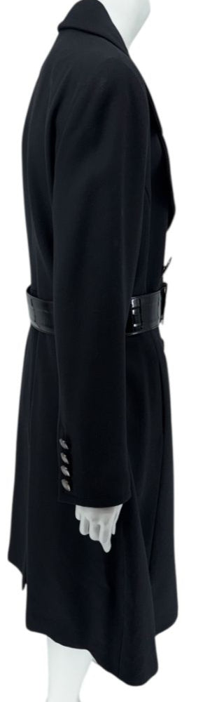 Armani Collezioni Black Wool Belted Coat – Size 10 (Good Condition)