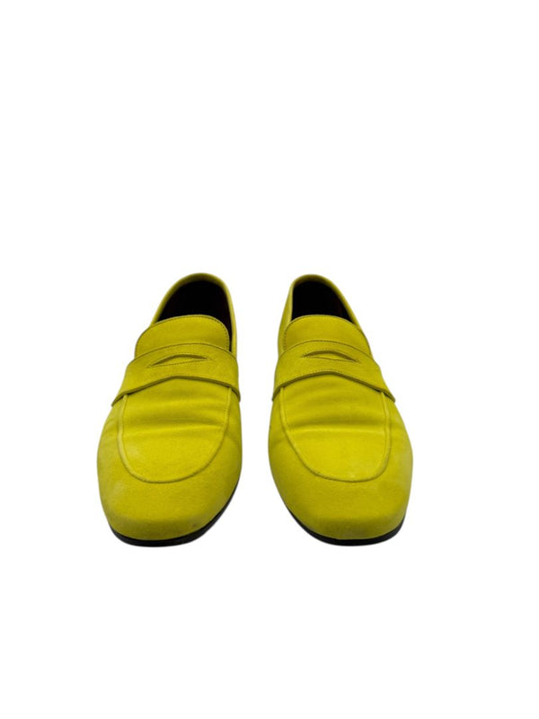 Bougeotte Penny Loafers in Neon Yellow Suede – Size 40.5