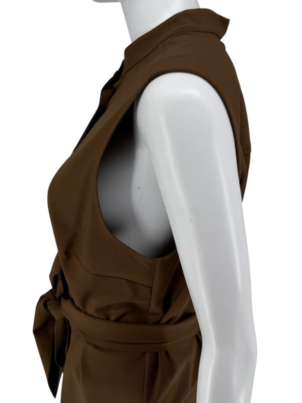 Sally LaPointe Camel Wool Belted Tunic Shirt - Size 10