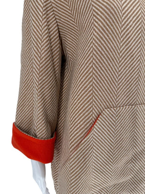 Akris Reversible Herringbone Cape Jacket - Size 10