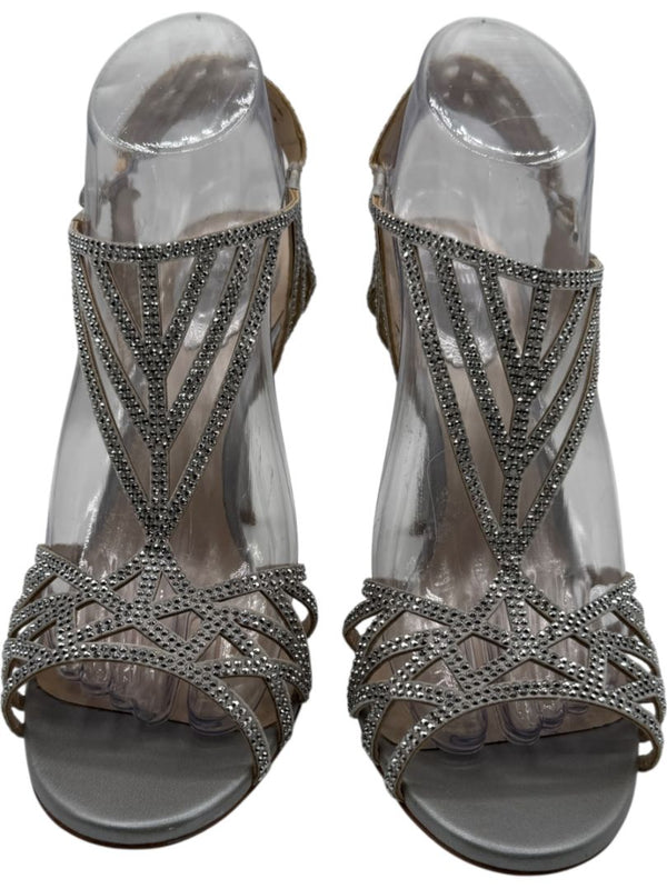 René Caovilla Silver Crystal-Embellished Sandals – Size 39 - BNIB