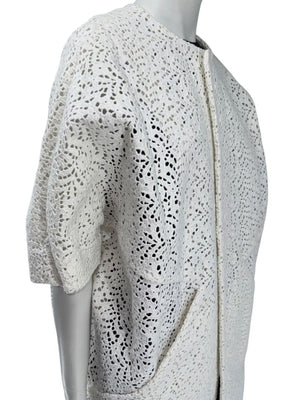 Maria Cornejo White Cotton Eyelet Cocoon Coat – Size 6