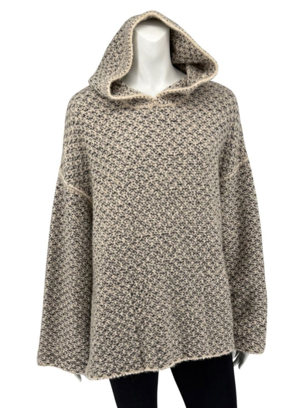 Loro Piana Taupe & Black Textured Cashmere Hooded Sweater - Size S